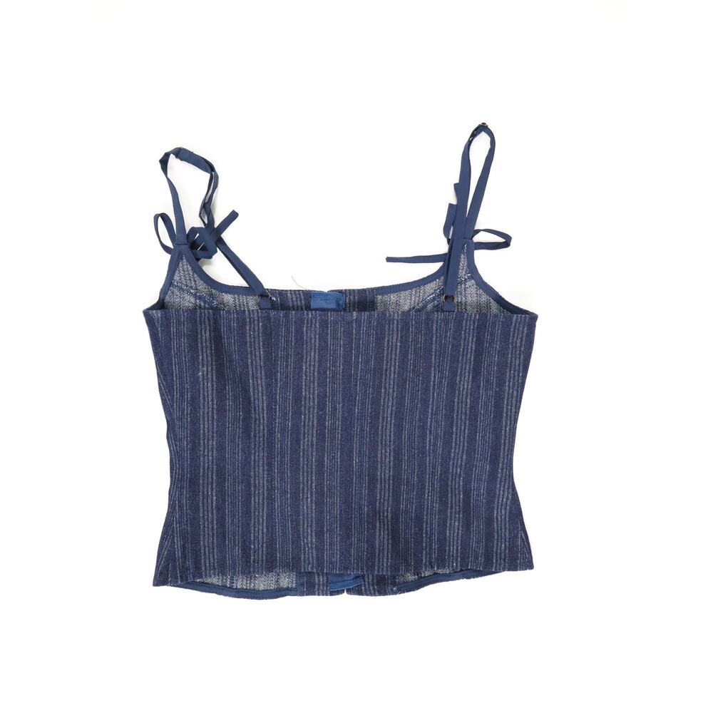 Y2K Model Off Duty Lioness Charismatic Pinstripe Denim Corset Top Night Out XS - Picture 6 of 11